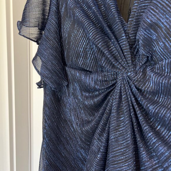 Azazie Mollina A-Line Ruffle Flutter Sleeve Metallic Mesh Dress, Size 26 - Picture 5 of 9